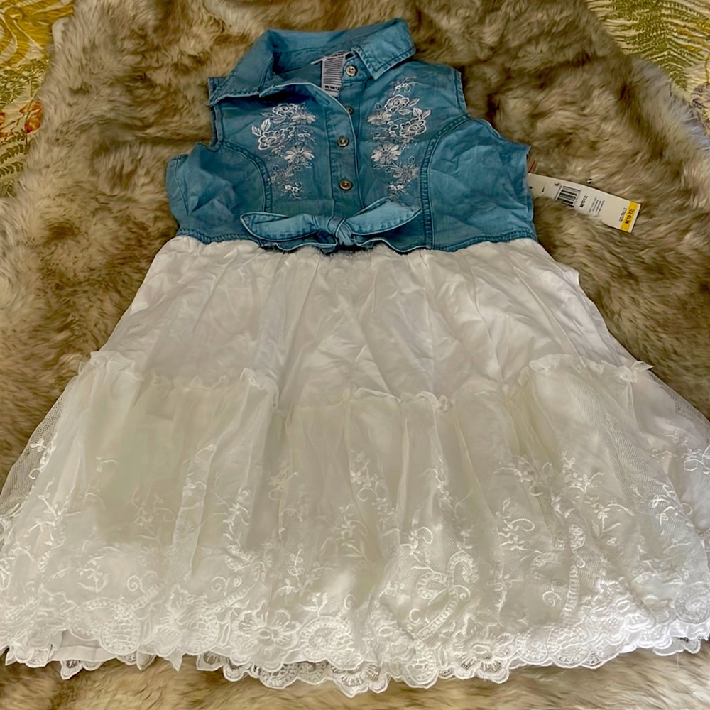 Girls denim and white tutu dress